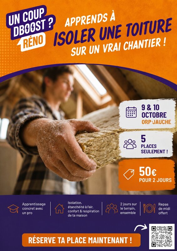 Stages,cours Isolation toiture : chantier, formateur, 5 places prendre 