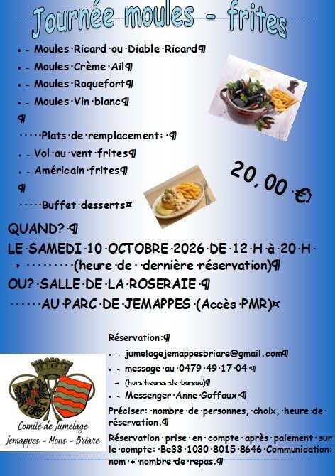 Loisirs Journée moules Comité Jumelage Jemappes Briare