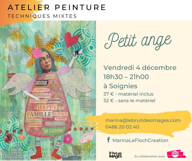 Stages,cours Atelier peinture mixed-media : Petit ange