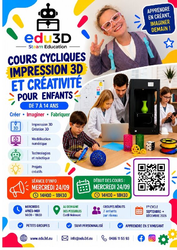 Stages,cours Cycle 1 - Cours cycliques 3D, Création & Technologies - Domaine Poss