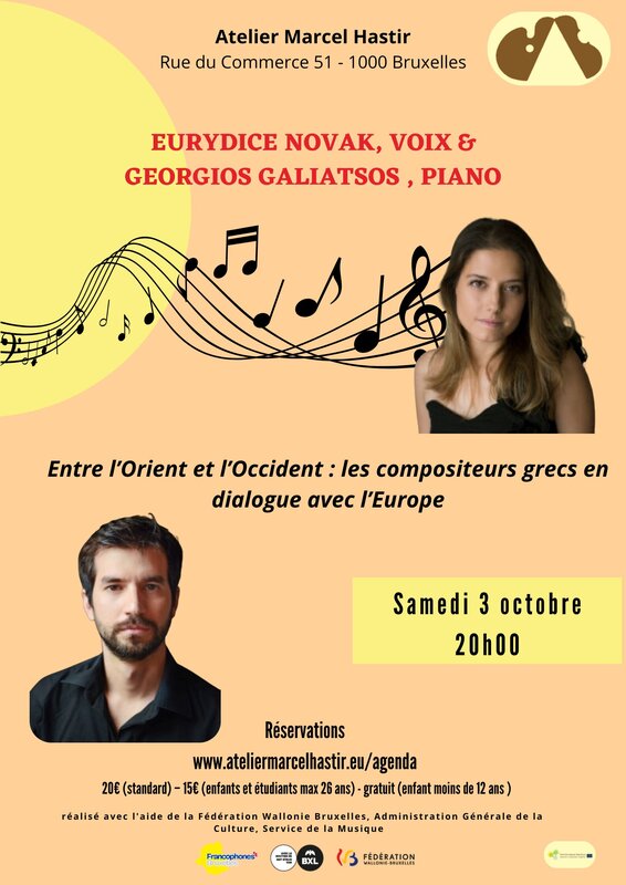 Concerts Eurydice Novak, soprano & Georgios Galiatsos , piano Entre l’Orient l’Occid