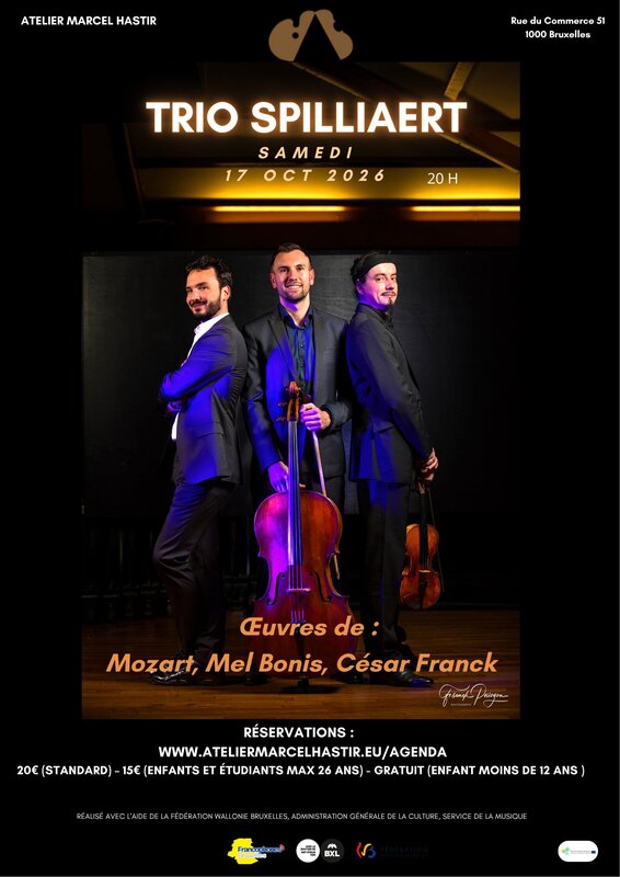 Concerts Trio Spilliaert œuvres Mozart, Bonis, César Franck