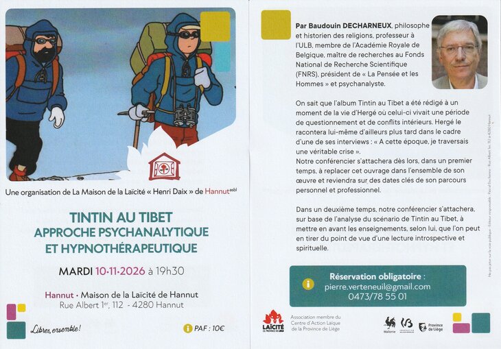 Conférences Tintin Tibet. Approche psychanalytique hypnothérapeutique