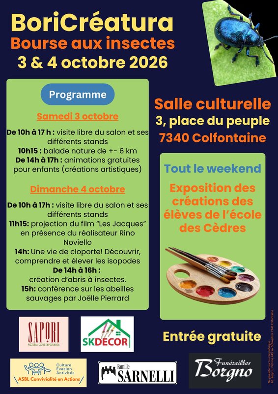 Expositions Salon BoriCréatura: insectes, expo bourse - activités pour petits & grands
