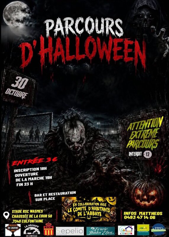 Loisirs Marche halloween Terreur Stade Parcours déconseillé - 12ans )