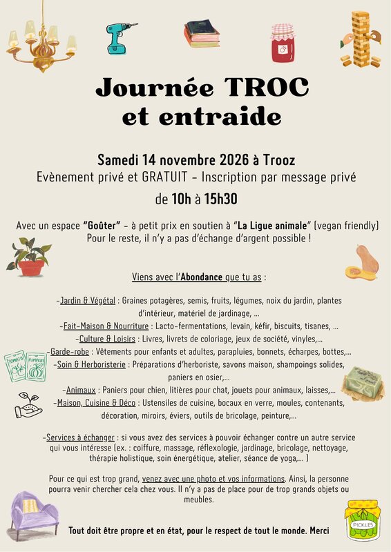 Loisirs Troc & entraide : Gratuit +espace  Goûter  (vegan friendly)