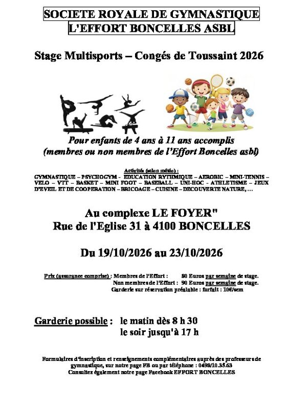 Stages,cours Stage multisports - Gymnastique pour enfants