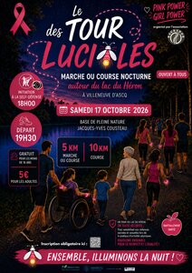 Loisirs Tour Lucioles Marche/Course nocturne solidaire Octobre Rose lac Héron