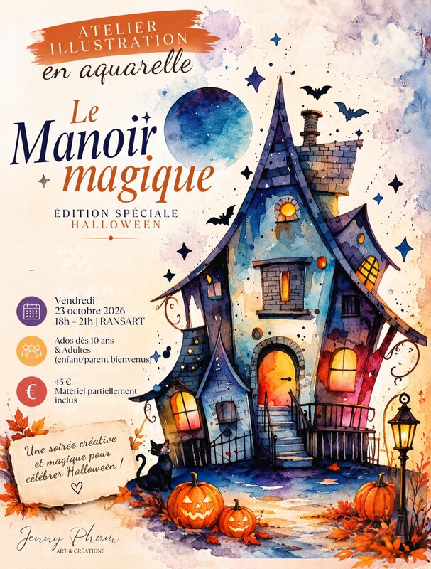 Stages,cours Atelier Halloween  Le Manoir magique l’aquarelle