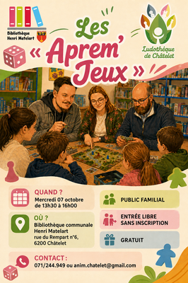Loisirs Les Aprem’Jeux : après-midi ludique la bibliothèque
