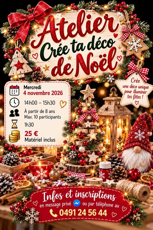 Stages,cours Atelier créatif montage Noël