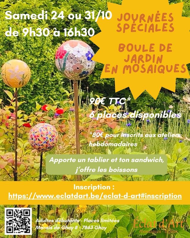 Stages,cours Crée boule jardin mosaïques