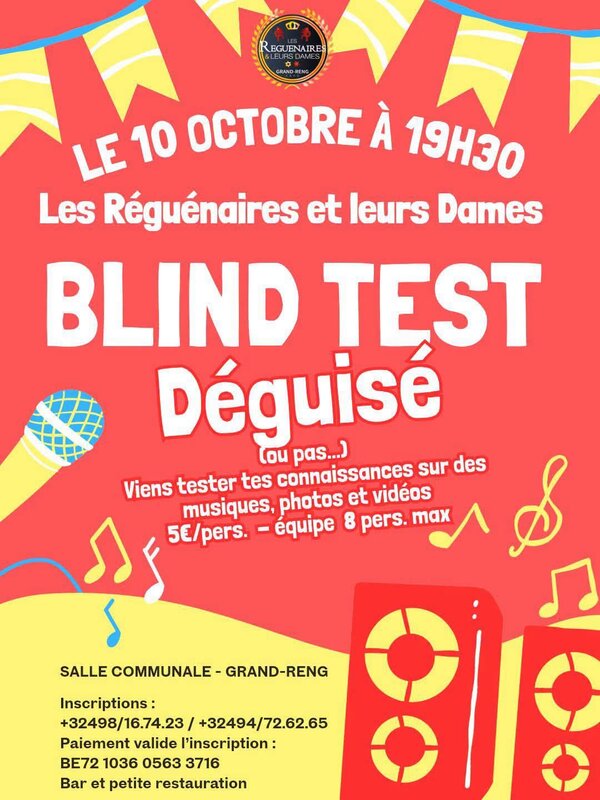 Soirées Blind test Réguénaires leurs Dames