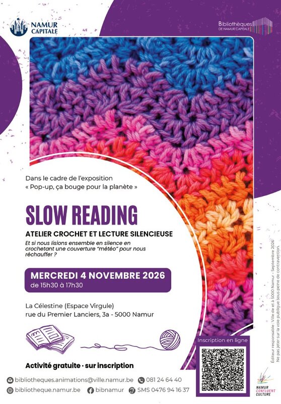 Stages,cours Atelier crochet couverture météo slow reading