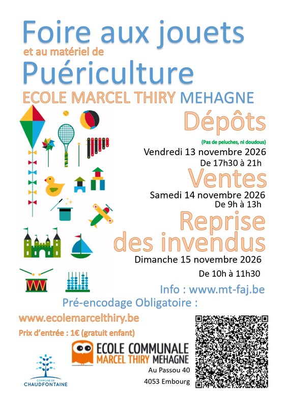 Loisirs Foire jouets l école Marcel Thiry Mehagne