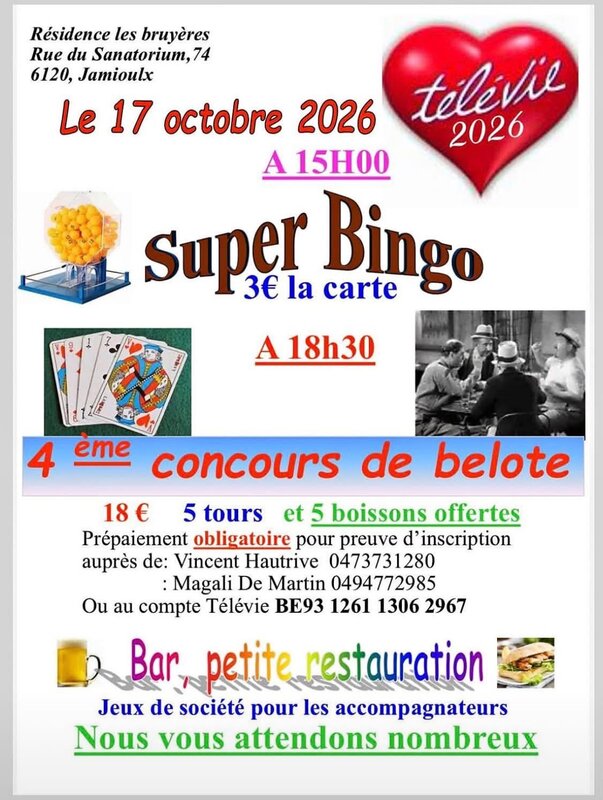 Loisirs Bingo & Concours Belote pour Télévie