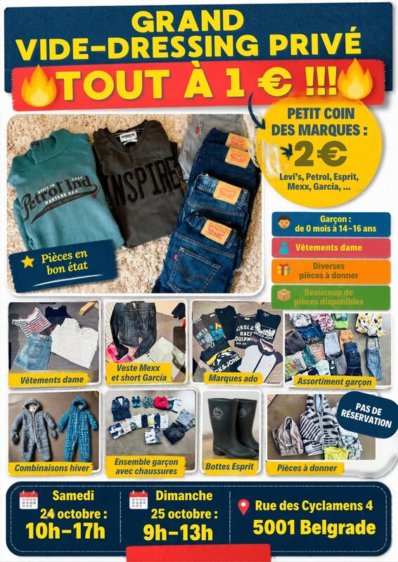  Grand vide-dressing privé ! Tout Euro