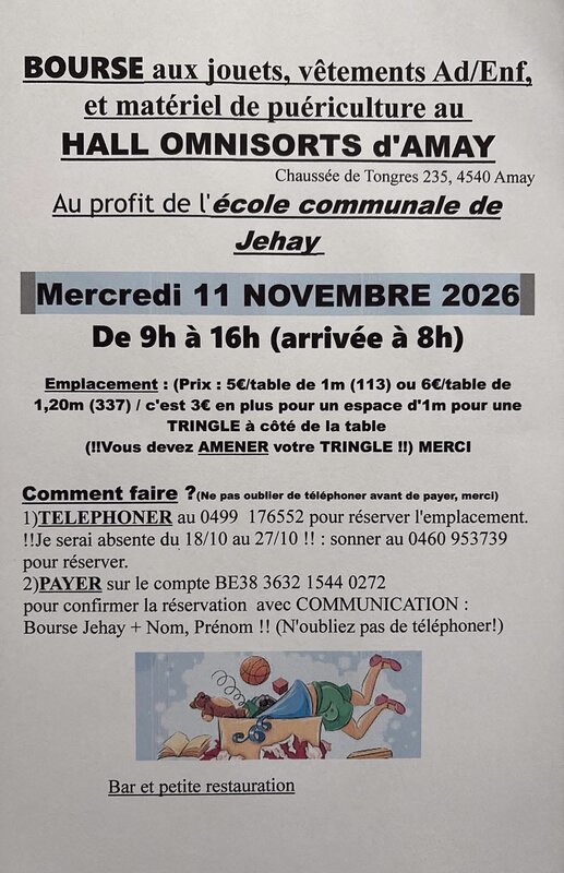 Loisirs Bourse jouets, vêtements matériel puériculture