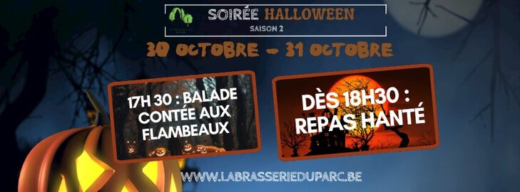 Loisirs Halloween la brasserie parc balade contée flambeau & repas hanté