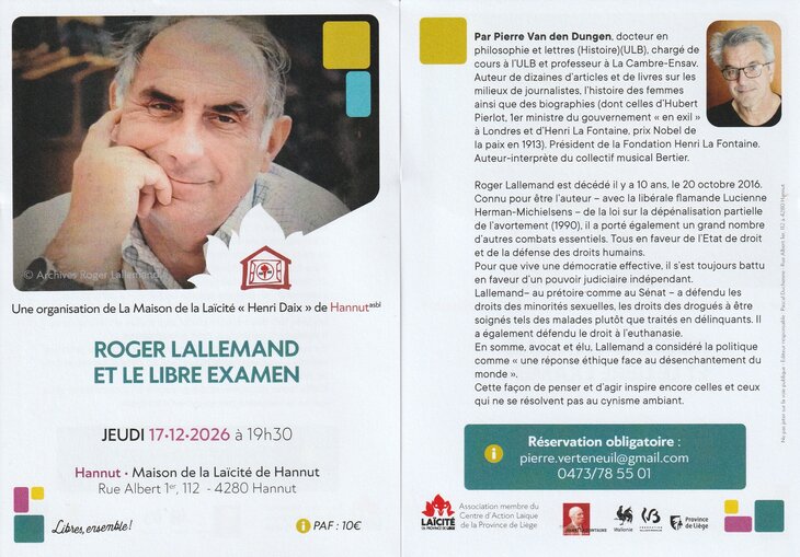 Conférences Roger Lallemand le libre examen