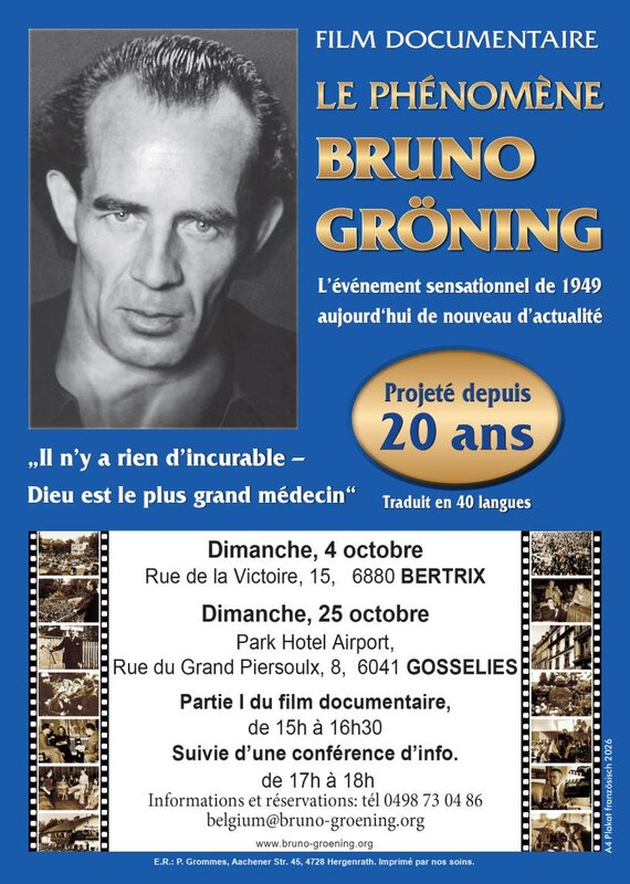 Conférences Film documentaire conférence:  phénomène Bruno Gröning 
