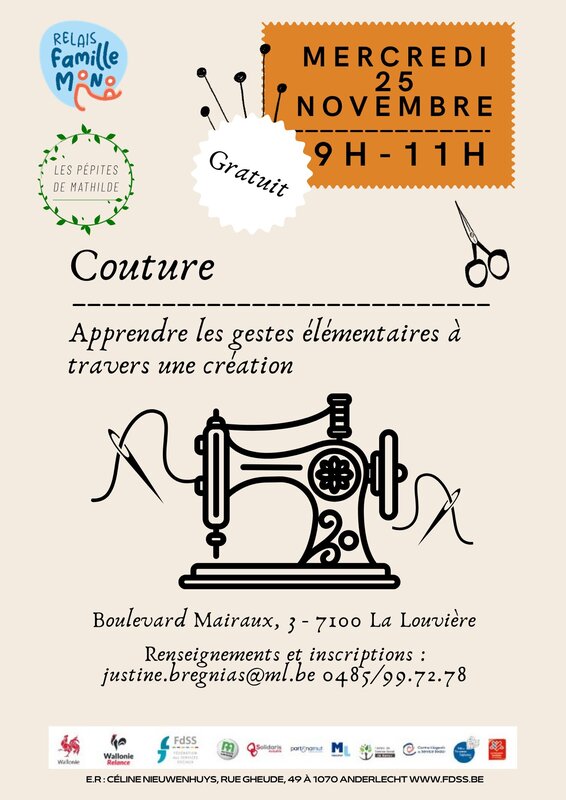 Stages,cours Relais Familles Louvière - Couture