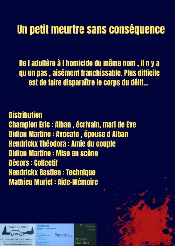 Spectacles Un petit meutre sans conséquences