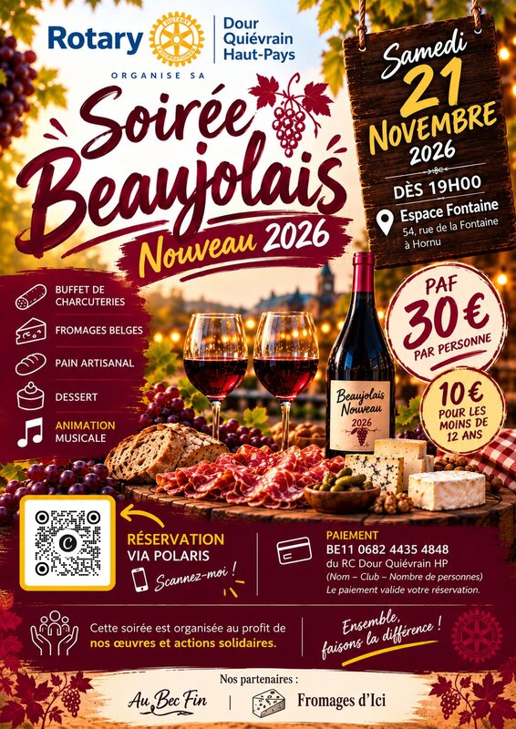 Soirées Soirée Beaujolais Nouveau | Rotary Dour Quiévrain Haut-Pays