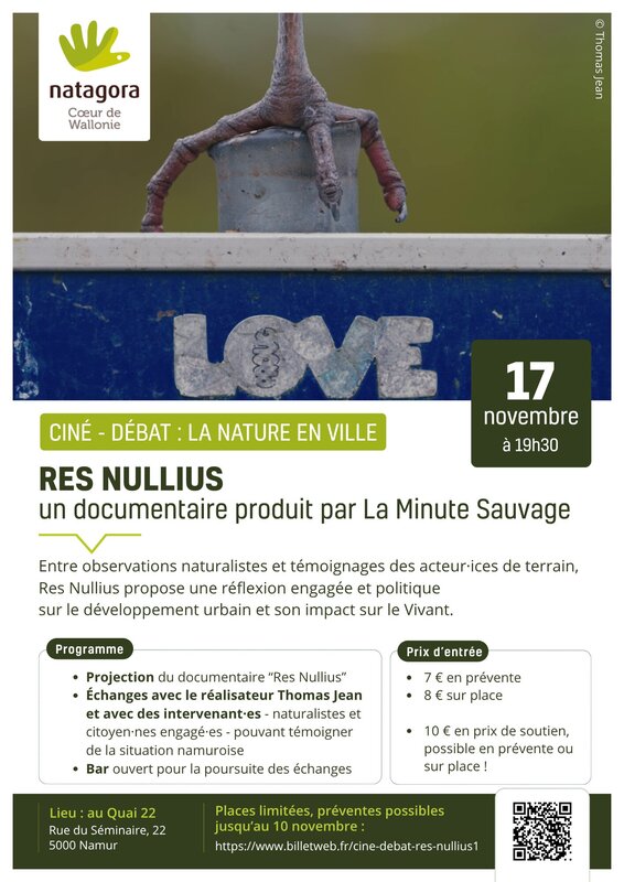 Spectacles Ciné-débat Nullius organisé Natagora Cœur Wallonie