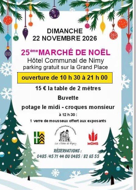 Marchés de Noël 25ème Marché Noël la Maison Communal Nimy