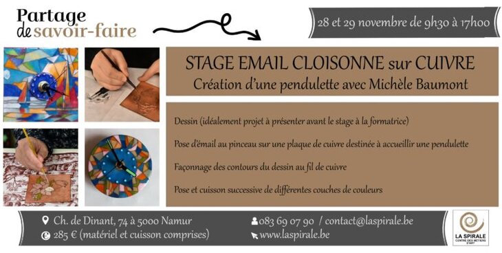 Stages,cours Stage Email cloisonné cuivre