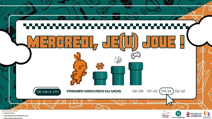 Loisirs Mercredi, je(u) joue novembre la bibliothèque