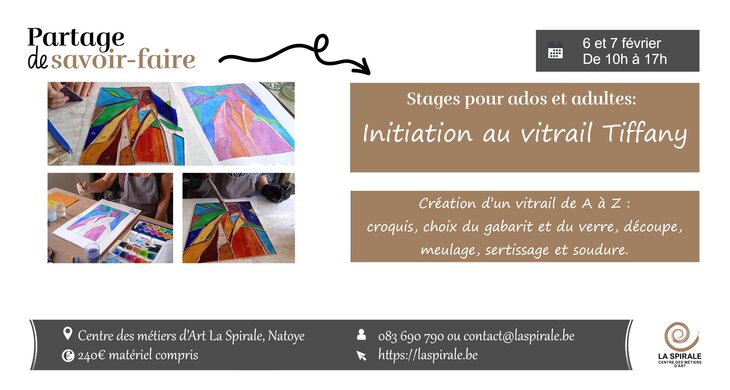 Stages,cours Stage vitrail Tiffany - deux jours