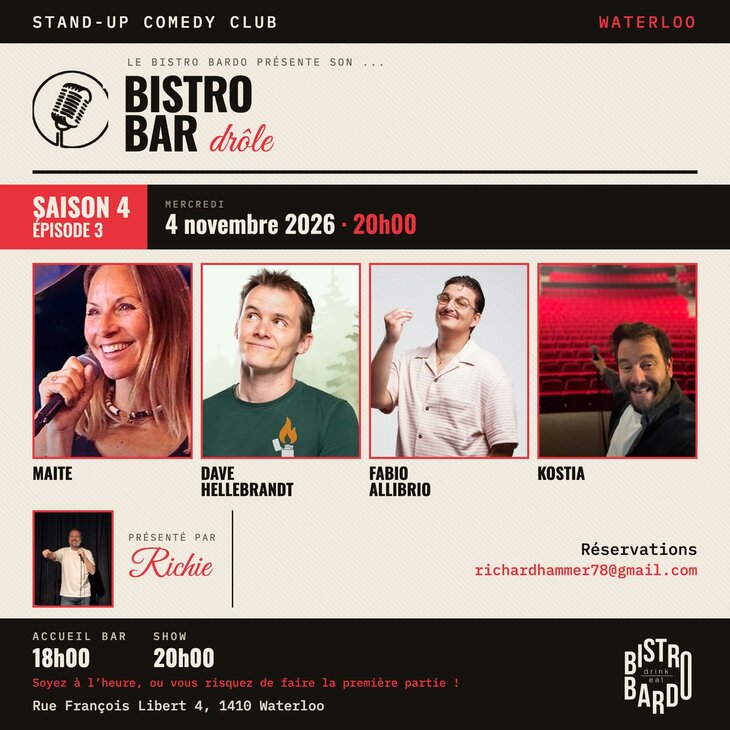 Spectacles Soirée stand-up Bistro Bar drôle