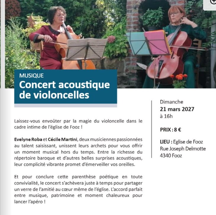Concerts Concert acoustique violoncelles